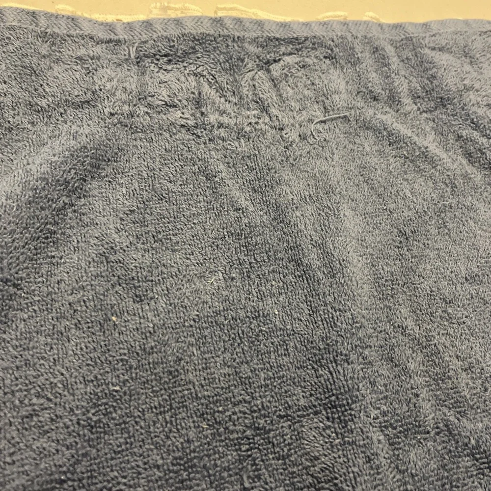 Vintage Hand Towel‎ Elizabeth Gray JC Penney Denim Blue Ivory Lace Satin Bow